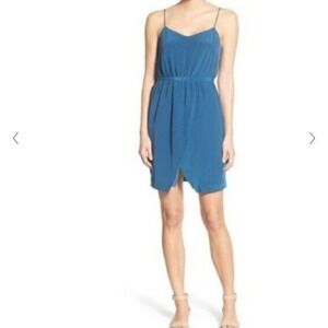 MADEWELL Blue Silk Sandstar Mini Dress Cami Tulip Hem Sz 6 EUC